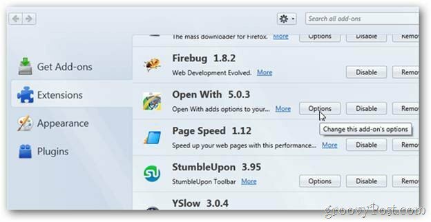 Revisão de extensão Open-With Firefox