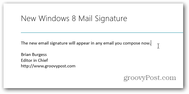 Alterar a assinatura padrão no Windows 8 Mail