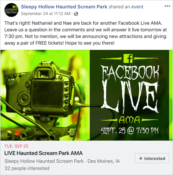 Postagem de evento no Facebook promovendo o AMA.