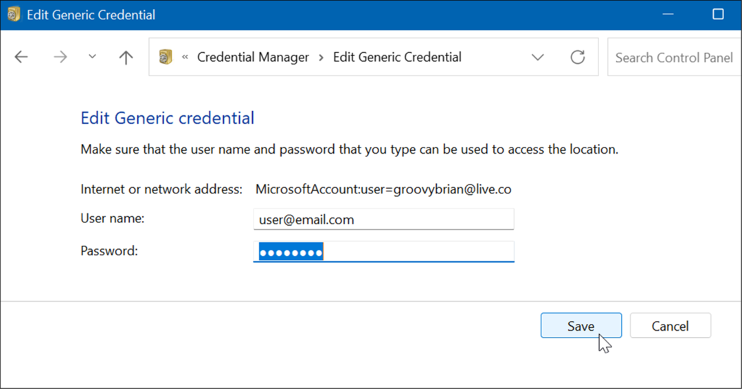 editar credenciais do Windows