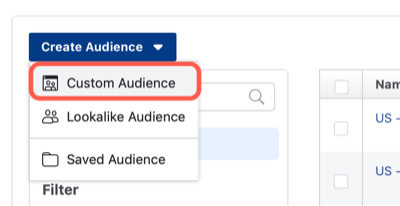etapas para criar um público personalizado de engajamento de perfil de negócios no Instagram para segmentação de eventos ao vivo