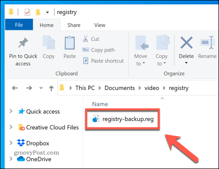 Abra um arquivo de backup do Registro do Windows