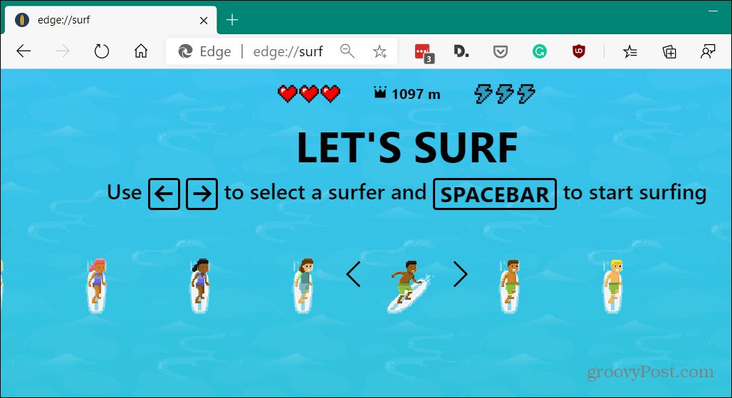 barra de endereço de surf de borda