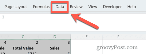 menu de dados do excel