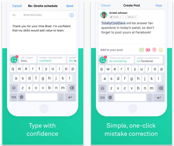 Instale o aplicativo Grammarly Keyboard para verificar a ortografia e a gramática de suas postagens no celular.