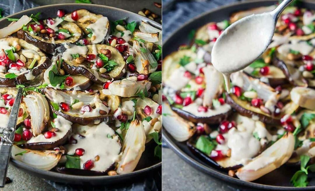 O que posso cozinhar com berinjela? Receita de salada de berinjela com tahine! Prato de berinjela de arrepiar os dedos