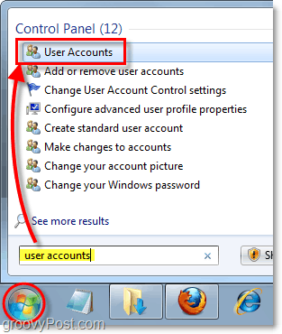 abra o painel de controle de contas de usuário no windows 7