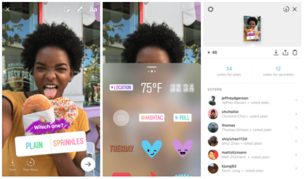 O Instagram introduziu um novo adesivo de enquete interativo que permite aos usuários fazer uma pergunta e ver os resultados de seus amigos e seguidores enquanto votam em tempo real. 