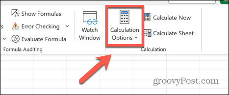 opções de cálculo do excel