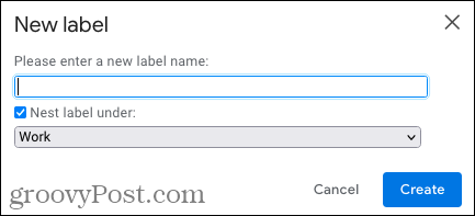 Crie um rótulo aninhado no Gmail