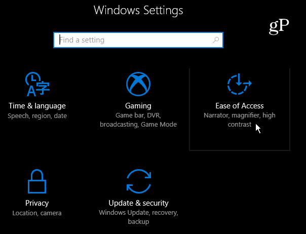 2 Facilidade de acesso Configurações do Windows 10