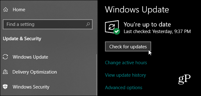 Verificar atualizações do Windows 10