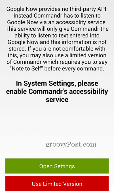 Use o Google Now e Commandr para ativar e desativar os recursos