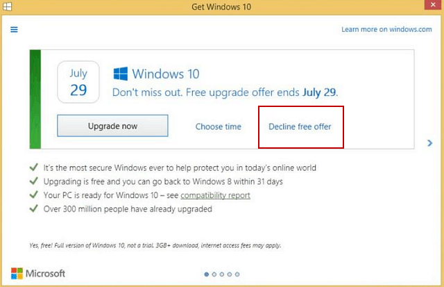 Microsoft facilita a recusa da atualização gratuita do Windows 10