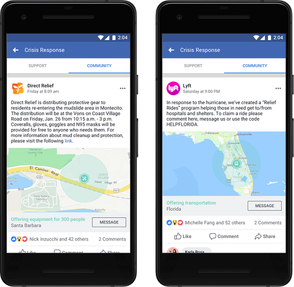 O Facebook anunciou que as organizações e empresas agora podem postar no Community Help e fornecer informações e serviços essenciais para as pessoas obterem a ajuda de que precisam em uma crise.