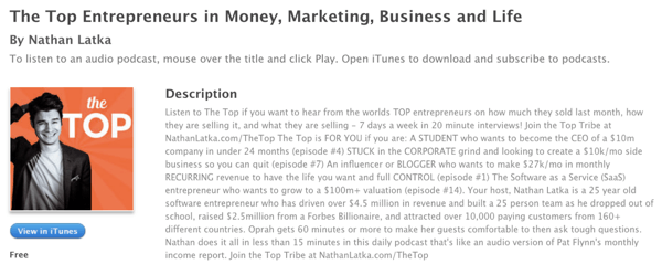 The Top Entrepreneurs Podcast de Nathan Latka no iTunes.