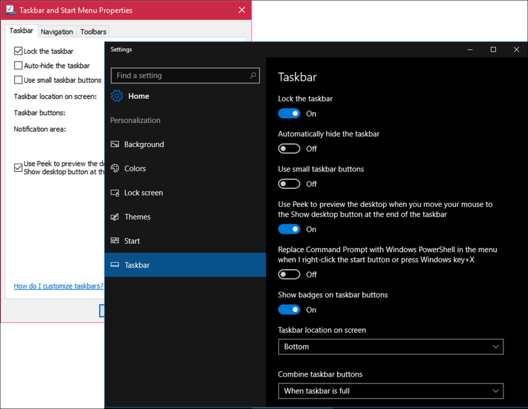 Personalizar configurações da barra de tarefas no Windows 10
