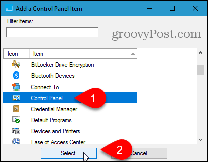 Adicionar uma caixa de diálogo Item do Painel de Controle no Win + X Menu Editor