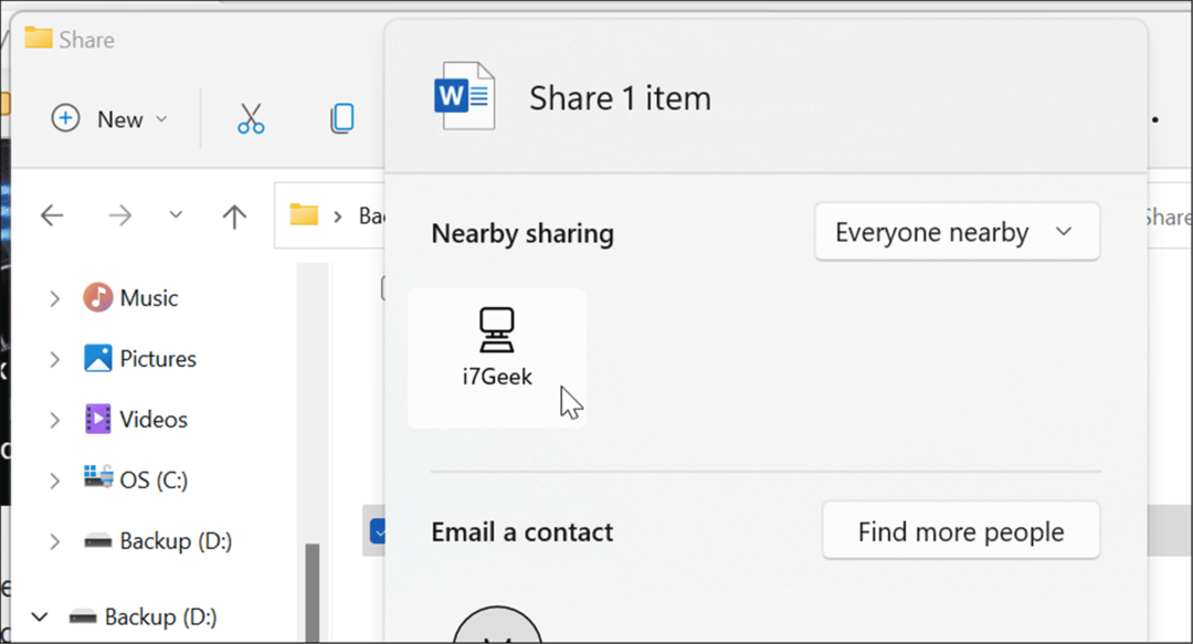 usar o compartilhamento nas proximidades no Windows 11