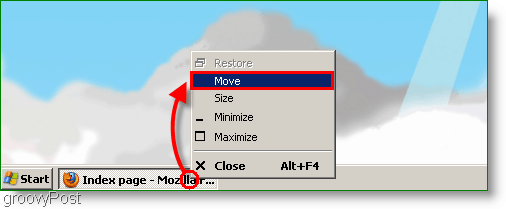 Captura de tela do Windows XP - Janela Mover