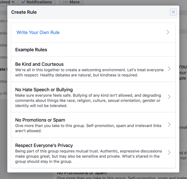 Como usar os recursos dos Grupos do Facebook, como criar uma regra de grupo