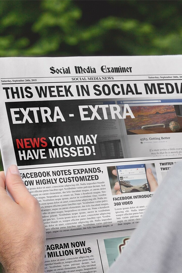 examinador de mídia social, notícias semanais, 26 de setembro de 2015
