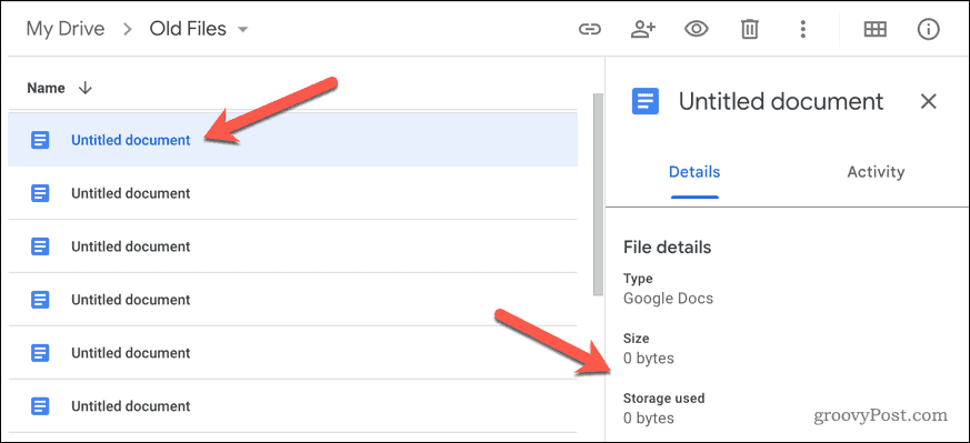 Mostrar o tamanho do arquivo no Google Docs