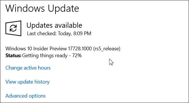 Compilação 17728 do Windows 10 Insider