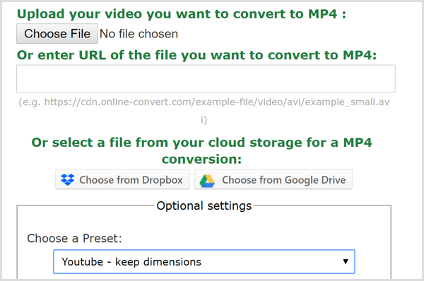 Aplicativo de conversão online para criação de arquivo MP4