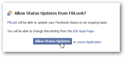 Permitir atualizações de status do FBLook