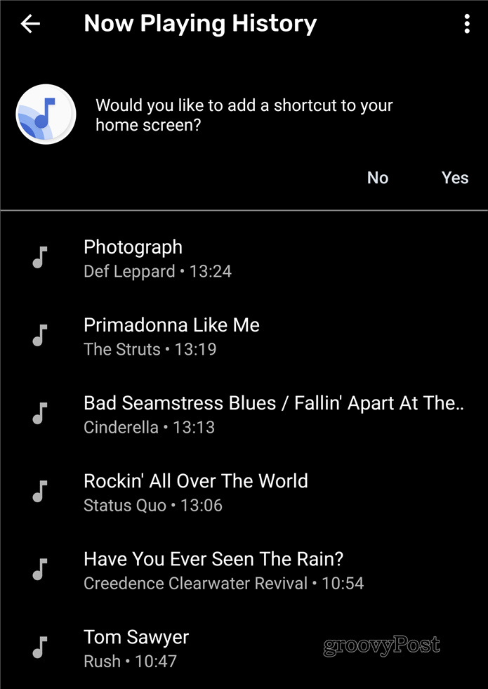 Reproduzindo agora a lista de músicas do Google Pixel