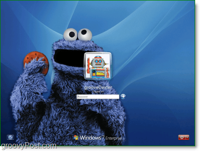 Windows 7 com o meu fundo favorito Cookie Monster da Vila Sésamo