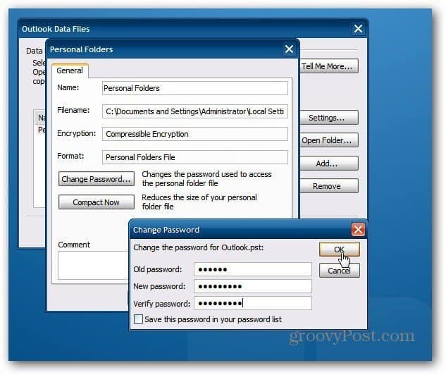 Como proteger com senha um arquivo PST do Outlook