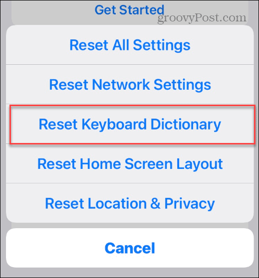 Redefinir o teclado no iPhone