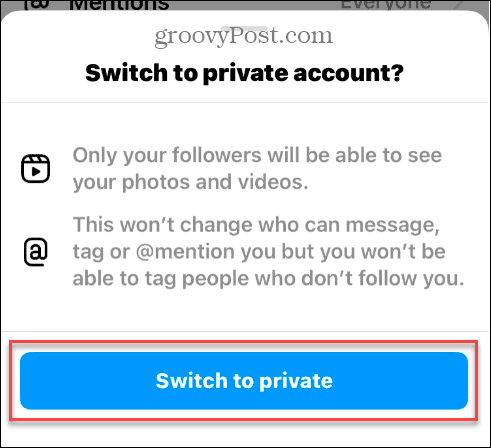 Torne sua conta do Instagram privada