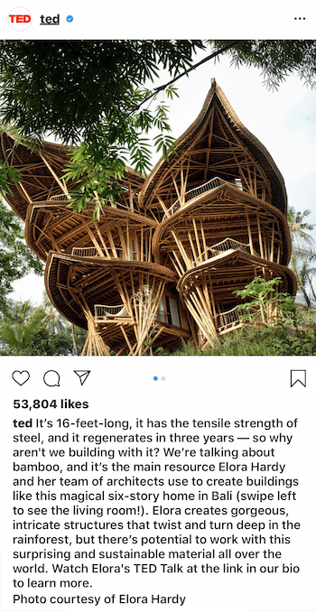 exemplo de legenda de postagem de negócios do Instagram usando técnica de narrativa