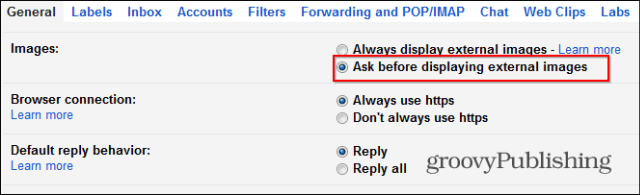Como desativar o carregamento automático de imagens do Gmail