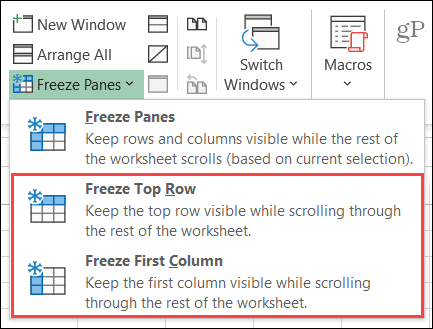 Congelar coluna ou linha no Excel no Windows
