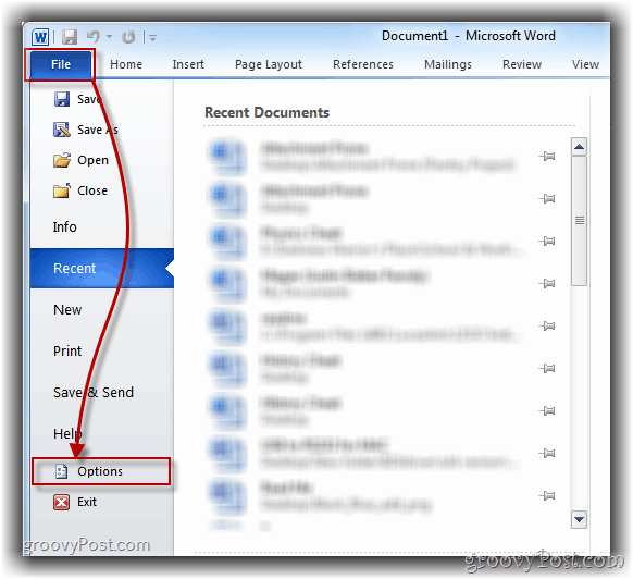 Como abrir o menu de opções do Word 2010
