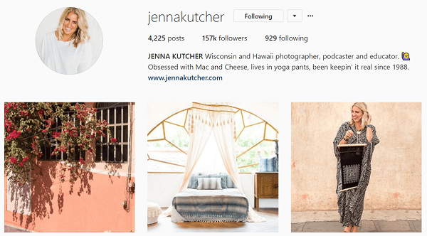 Jenna pensa em seu feed do Instagram como uma revista.