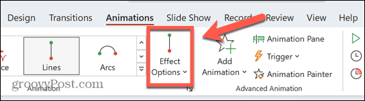 opções de efeito powerpoint