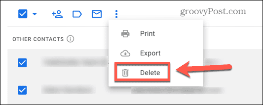 gmail excluir todos os contatos