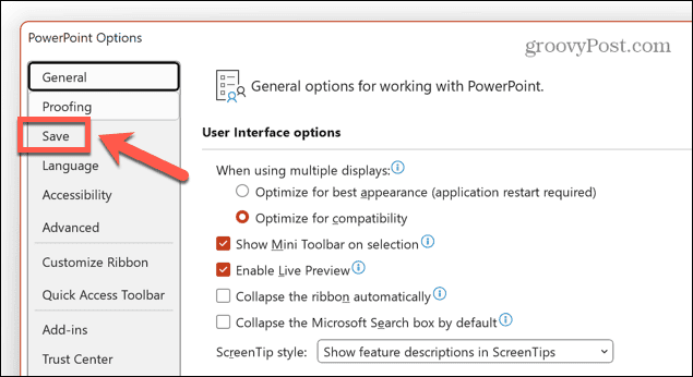 menu salvar powerpoint