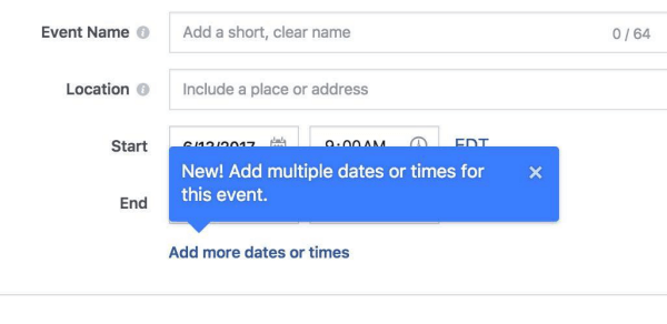 O Facebook agora permite que os organizadores adicionem vários horários e datas aos eventos do Facebook.