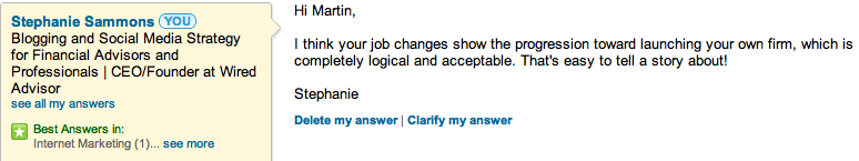 respondendo a perguntas do LinkedIn