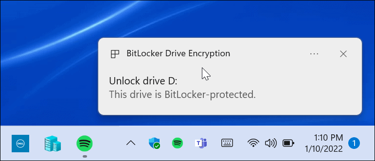 Notificação do Drive Encryption