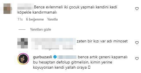 Aslıhan Gürbüz criticou seu seguidor