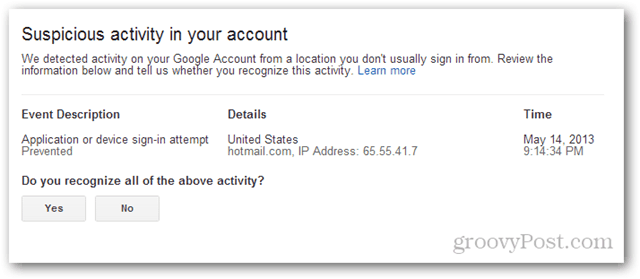 atividade suspeita do gmail na sua conta