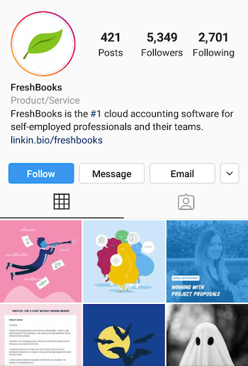 exemplo de bio empresarial do Instagram exibindo uma conquista