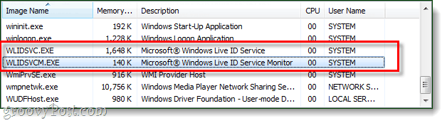 Serviços do Windows wlidsvc.exe wlidsvcm.exe